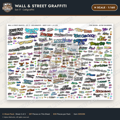 Alpine Railworks 30533N N Scale Wall & Street Graffiti Cut-Outs