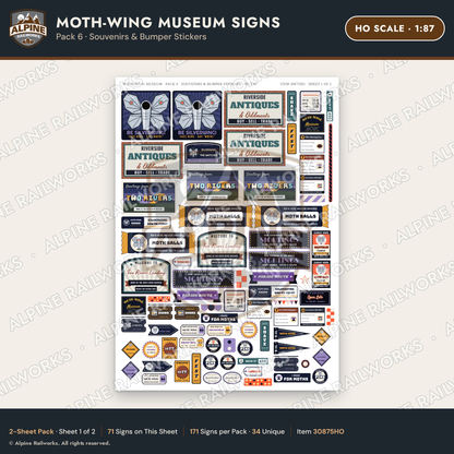 Alpine Railworks 30875HO HO Scale Roadside Signs - Mothman Museum