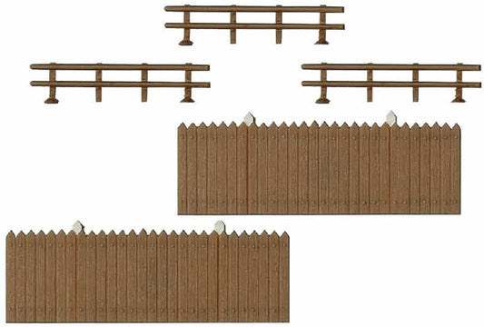 Busch 6015 A Scale Wood Fence - Kit (Plastic) -- 8 Board & 6 Wood Rail Sections