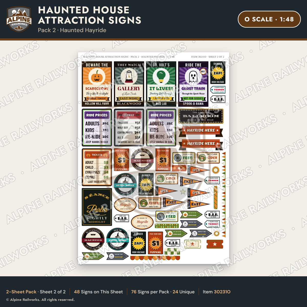 Alpine Railworks 30231O O Scale Haunted House Attraction Signs
