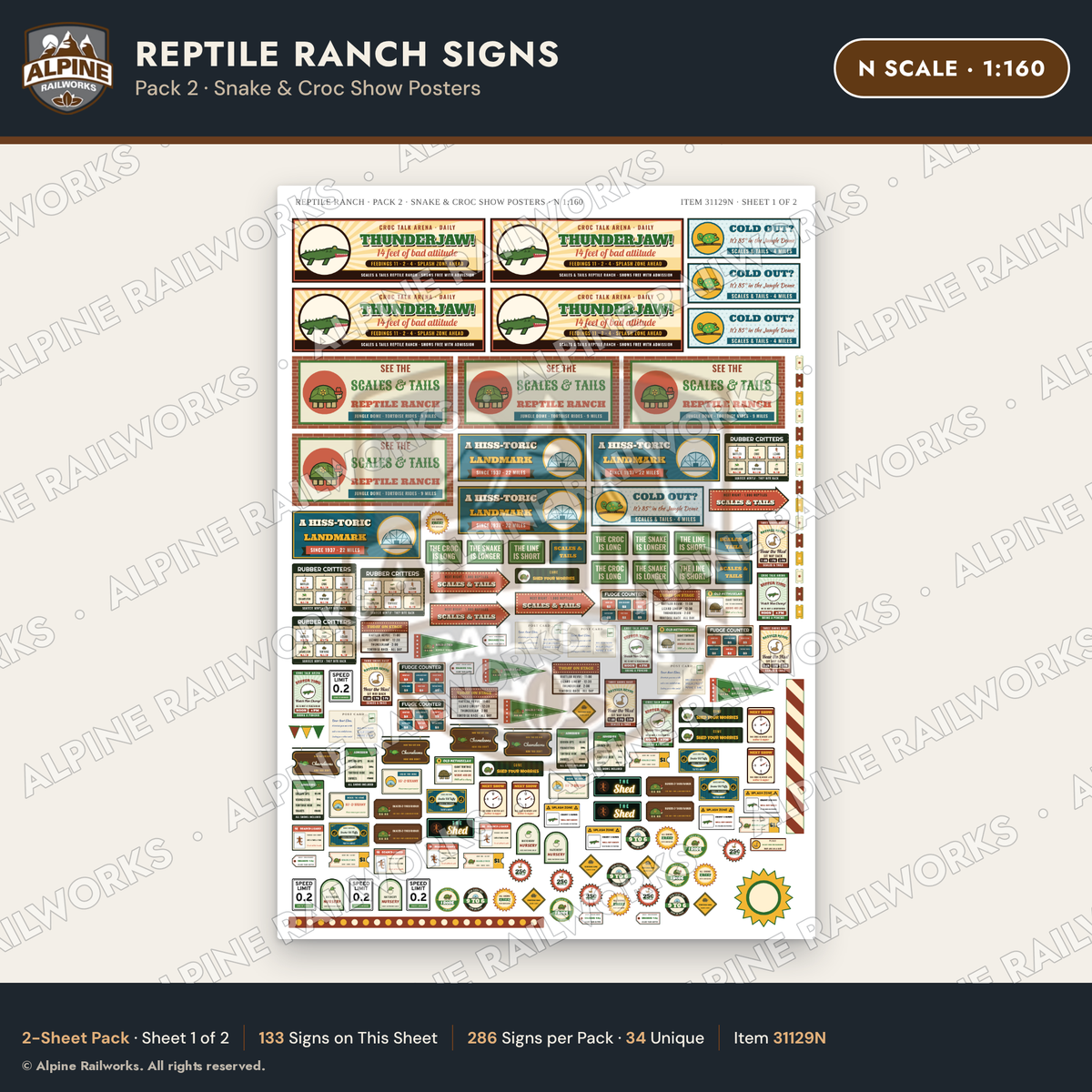 Alpine Railworks 31129N N Scale Roadside Signs - Reptile Zoo