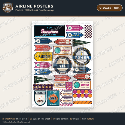 Alpine Railworks 30180G G Scale Airline Posters - 1970s Sun