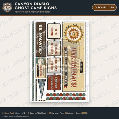 Alpine Railworks 30576G G Scale Roadside Signs - Desert Ghost Town