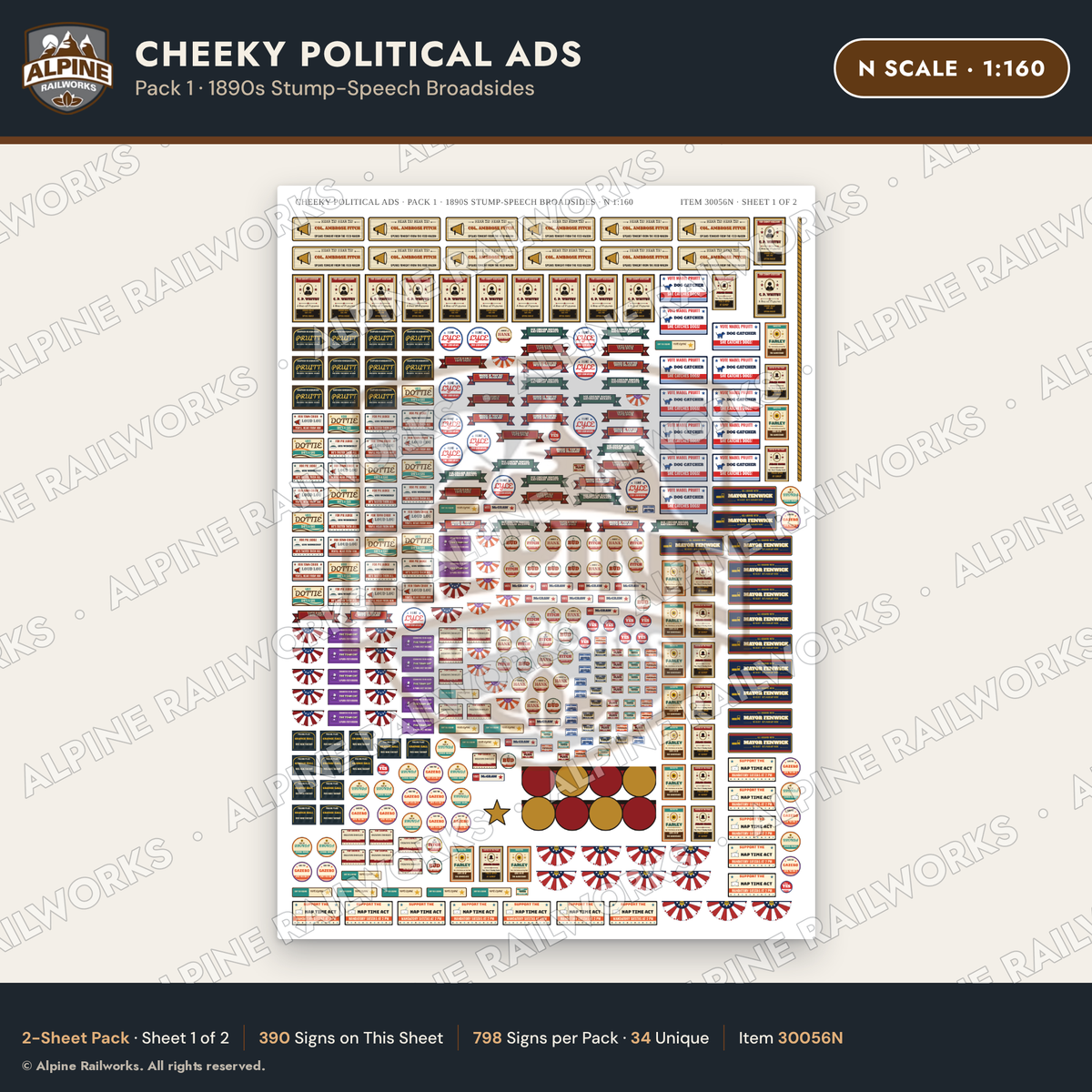 Alpine Railworks 30056N N Scale Cheeky Political Ads