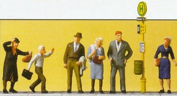 Preiser 10414 HO Scale Pedestrians -- Waiting for Bus pkg(6)