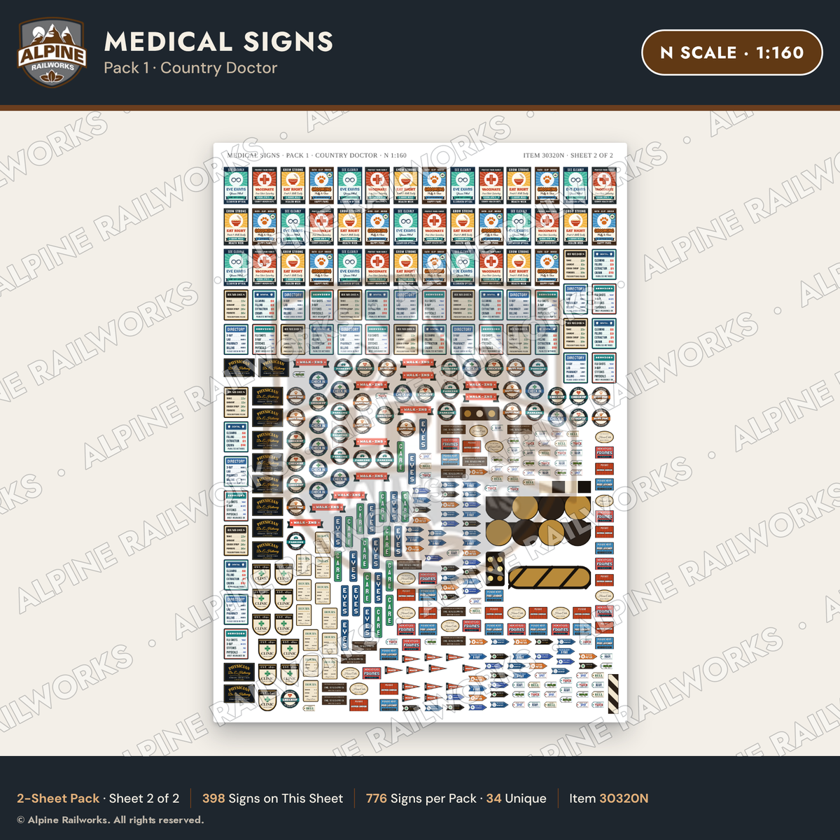 Alpine Railworks 30320N N Scale Medical Signs - Country Doctor
