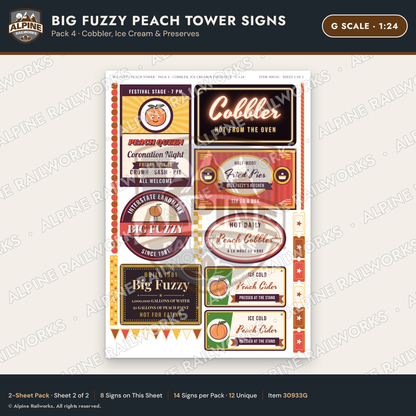 Alpine Railworks 30933G G Scale Roadside Signs - Peach Water Tower