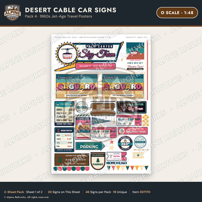 Alpine Railworks 30717O O Scale Tourist Signs - Desert Cable Car