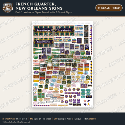 Alpine Railworks 31380N N Scale French Quarter Signs - Welcome Signs