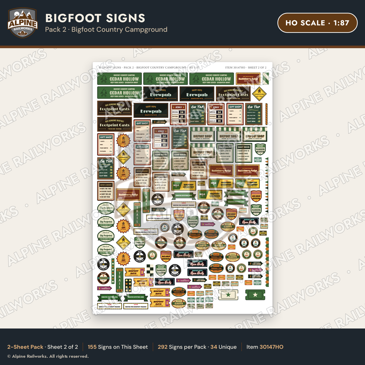 Alpine Railworks 30147HO HO Scale Bigfoot Signs