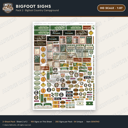 Alpine Railworks 30147HO HO Scale Bigfoot Signs