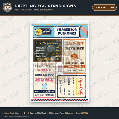 Alpine Railworks 30885G G Scale Roadside Signs - Giant Duck Farm Stand