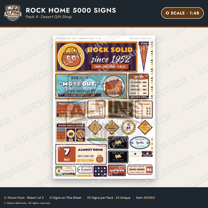 Alpine Railworks 31035O O Scale Roadside Signs - Cliff Rock House