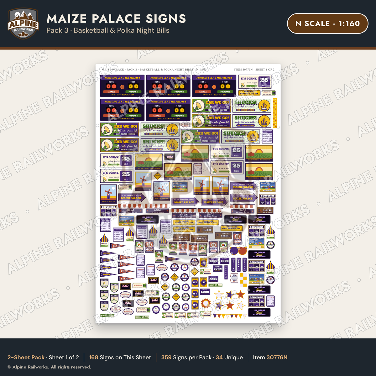 Alpine Railworks 30776N N Scale Roadside Signs - Corn Palace