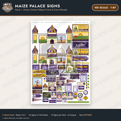 Alpine Railworks 30774HO HO Scale Roadside Signs - Corn Palace