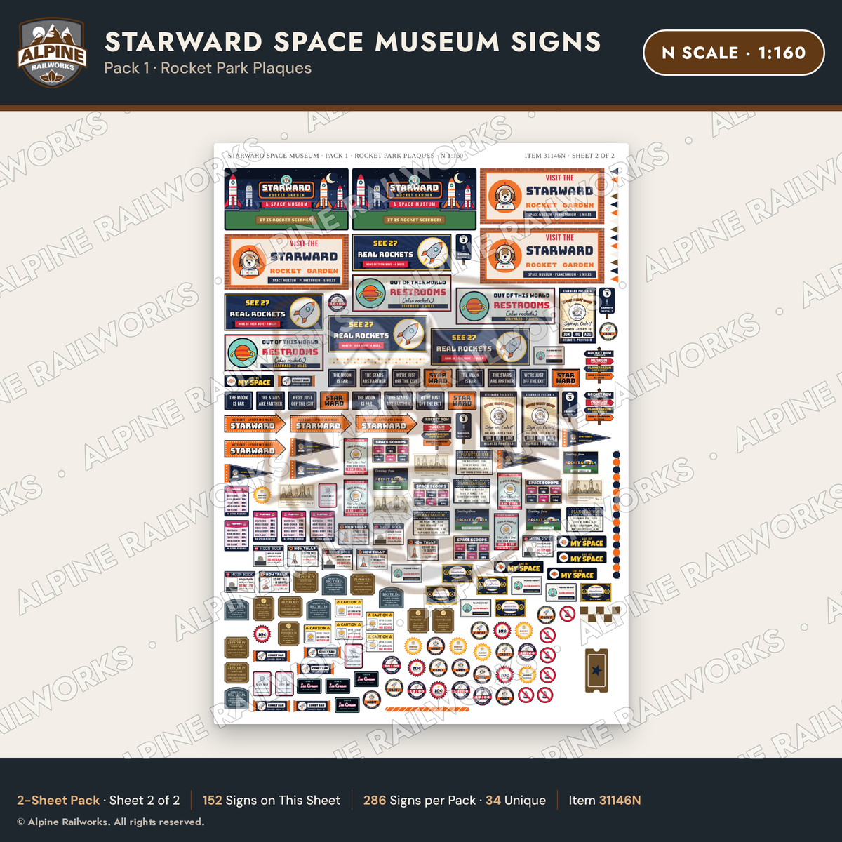 Alpine Railworks 31146N N Scale Roadside Signs - Space Museum