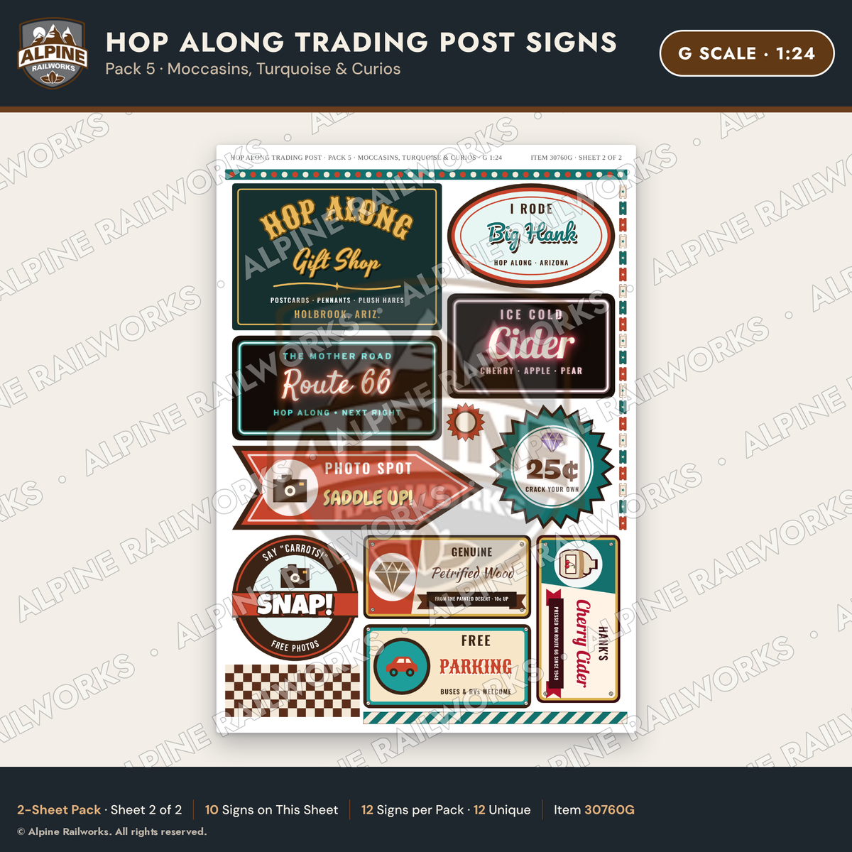Alpine Railworks 30760G G Scale Roadside Signs - Trading Post