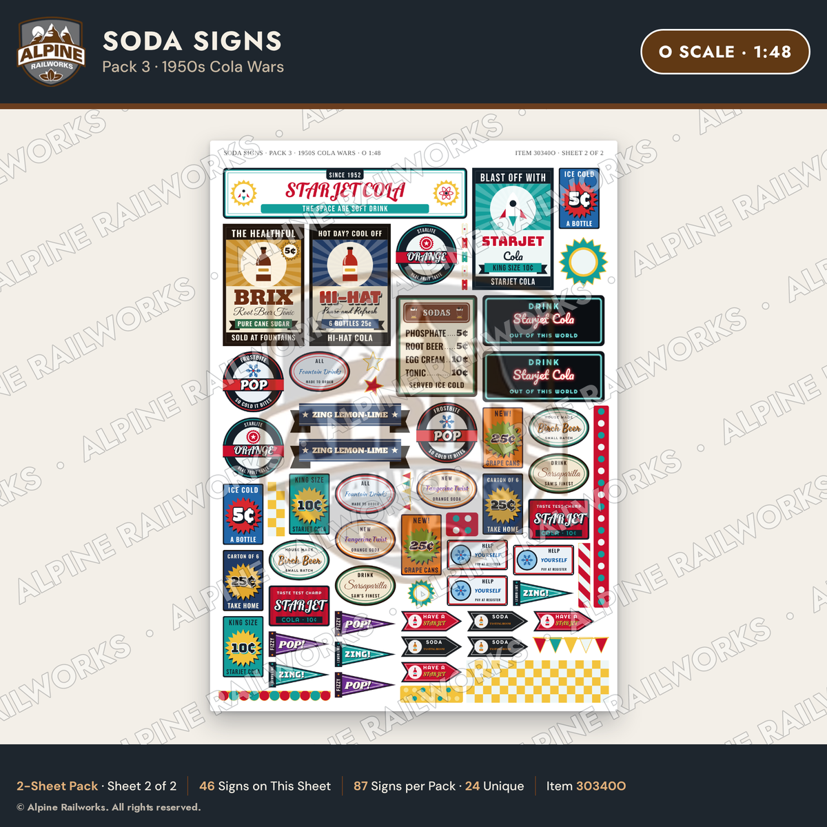 Alpine Railworks 30340O O Scale Soda Signs - 1950s Cola Wars