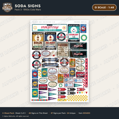 Alpine Railworks 30340O O Scale Soda Signs - 1950s Cola Wars