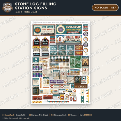 Alpine Railworks 31077HO HO Scale Roadside Signs - Petrified Wood