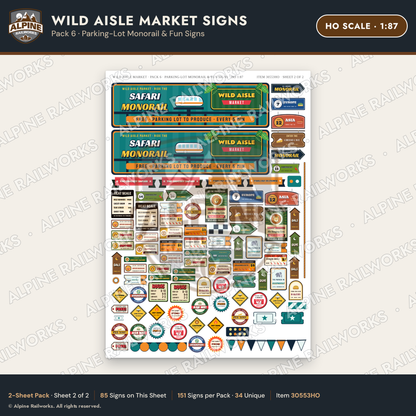 Alpine Railworks 30553HO HO Scale Roadside Signs - Jungle Grocery