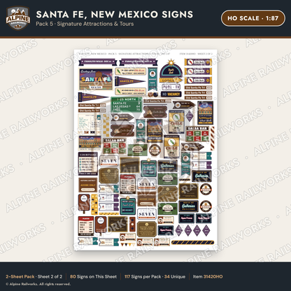 Alpine Railworks 31420HO HO Scale Santa Fe NM Signs - Attractions