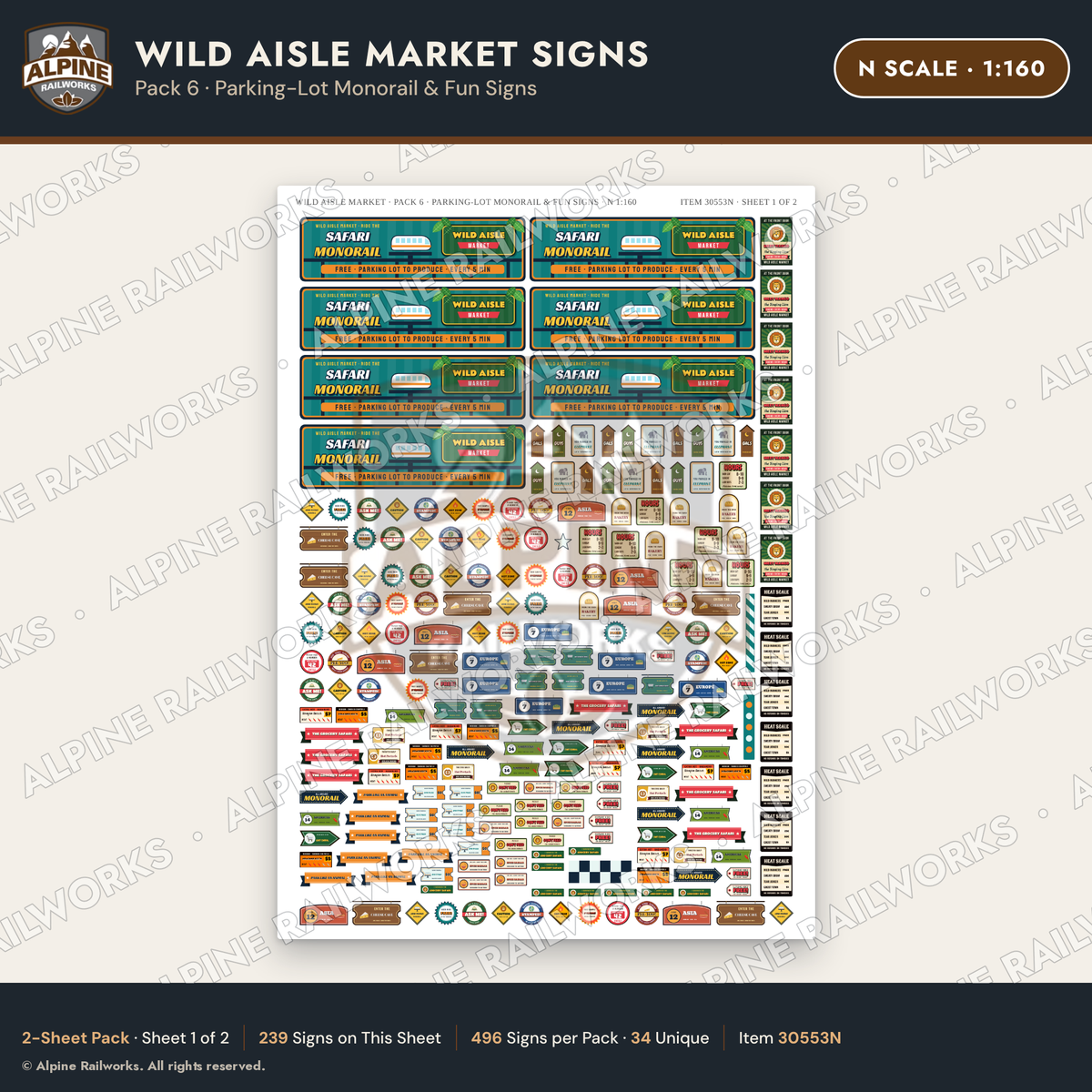 Alpine Railworks 30553N N Scale Roadside Signs - Jungle Grocery Store