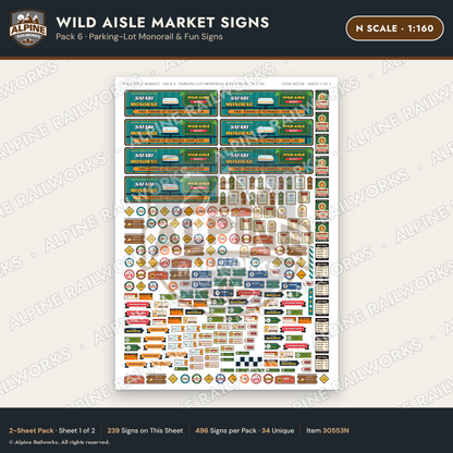 Alpine Railworks 30553N N Scale Roadside Signs - Jungle Grocery Store