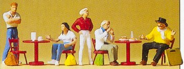 Preiser 10349 HO Scale Recreation & Sports -- Students/Artists In Cafe