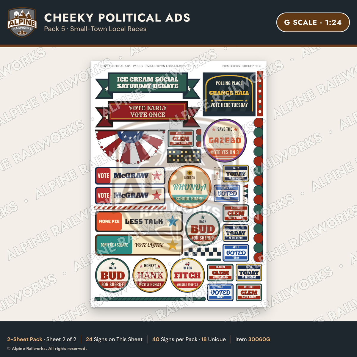 Alpine Railworks 30060G G Scale Cheeky Political Ads