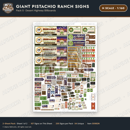 Alpine Railworks 30982N N Scale Roadside Signs - Giant Pistachio