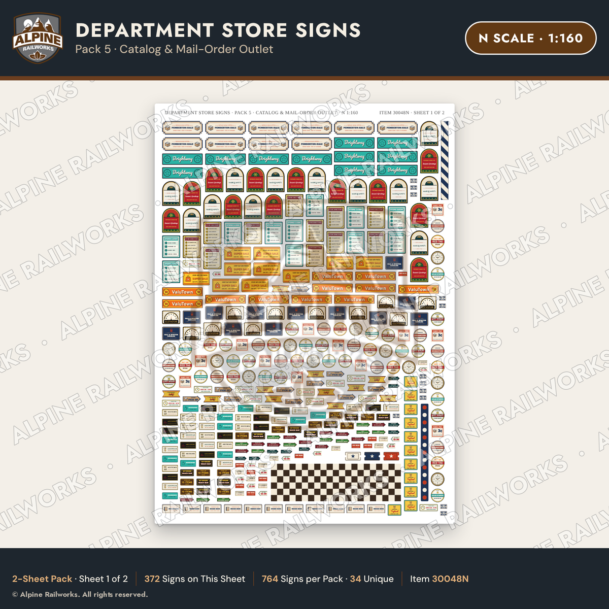 Alpine Railworks 30048N N Scale Department Store Signs - Catalog
