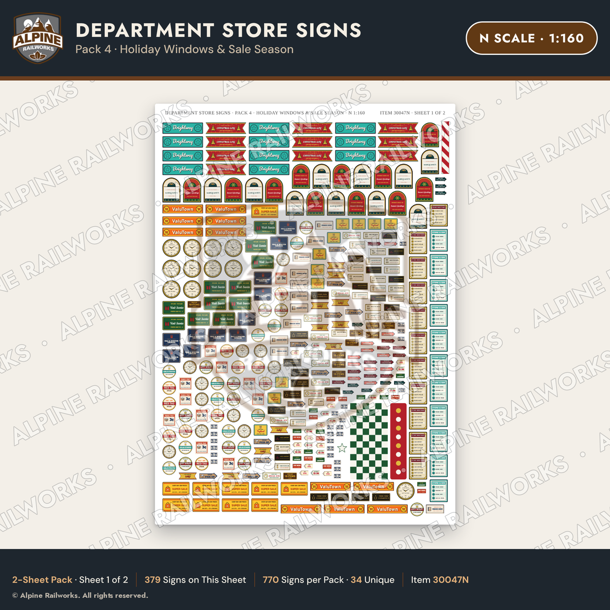 Alpine Railworks 30047N N Scale Department Store Signs