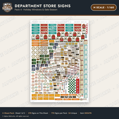Alpine Railworks 30047N N Scale Department Store Signs
