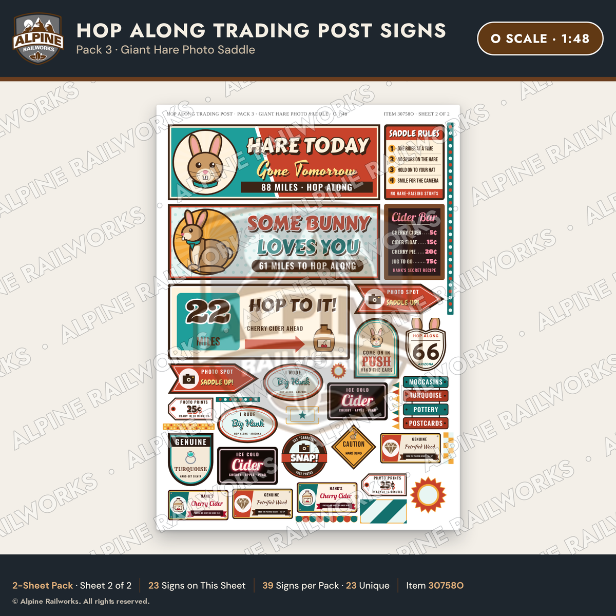 Alpine Railworks 30758O O Scale Roadside Signs - Trading Post