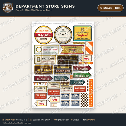 Alpine Railworks 30049G G Scale Department Store Signs