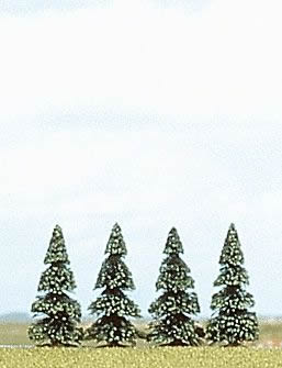 Busch 6100 A Scale Pine Trees -- 2-3/16"  5.5cm pkg(4)