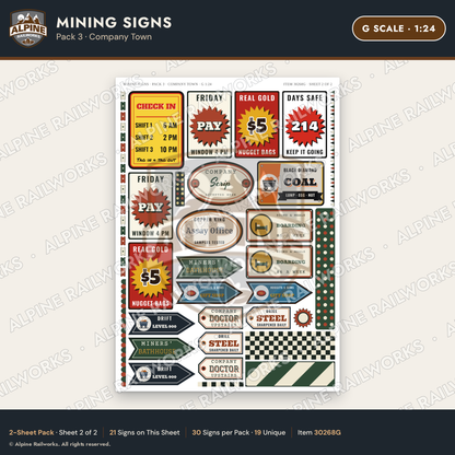 Alpine Railworks 30268G G Scale Mining Signs - Company Town