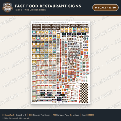 Alpine Railworks 30430N N Scale Fast Food Restaurant Signs