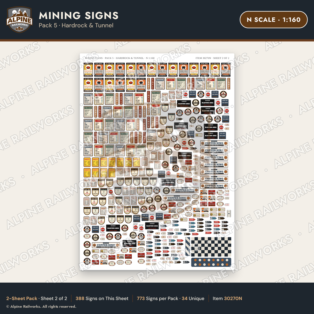 Alpine Railworks 30270N N Scale Mining Signs - Hardrock & Tunnel