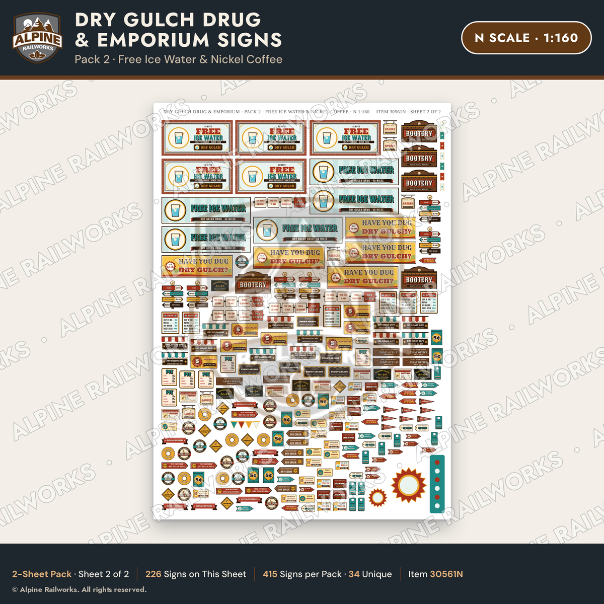 Alpine Railworks 30561N N Scale Roadside Signs - Western Drug Store