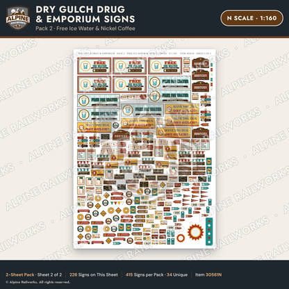 Alpine Railworks 30561N N Scale Roadside Signs - Western Drug Store