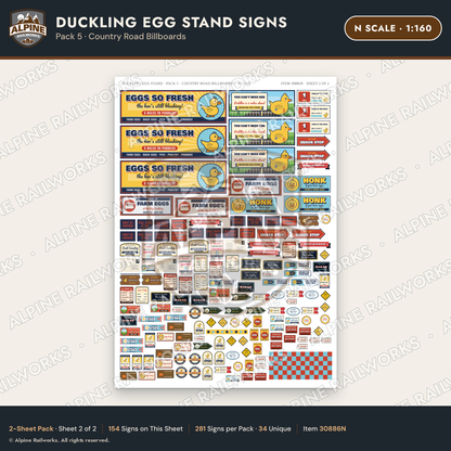 Alpine Railworks 30886N N Scale Roadside Signs - Giant Duck Farm Stand