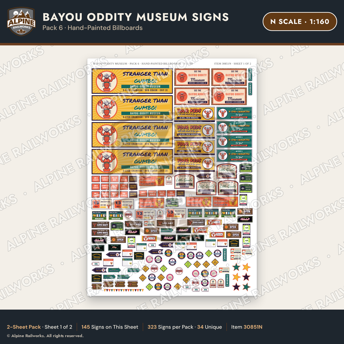 Alpine Railworks 30851N N Scale Roadside Signs - Oddity Museum