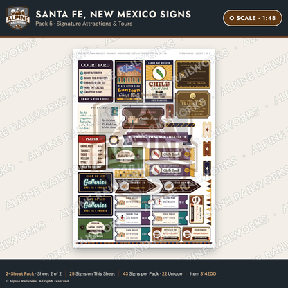 Alpine Railworks 31420O O Scale Santa Fe NM Signs - Attractions