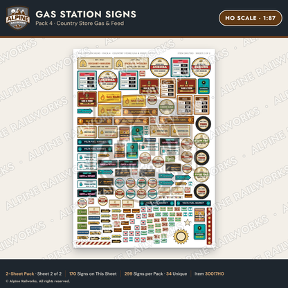 Alpine Railworks 30017HO HO Scale Gas Station Signs