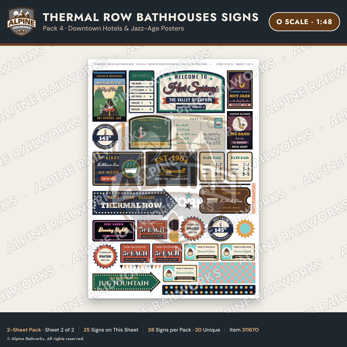 Alpine Railworks 31167O O Scale Roadside Signs - Hot Springs