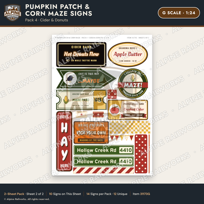 Alpine Railworks 31173G G Scale Farm Signs - Pumpkin Patch & Corn Maze