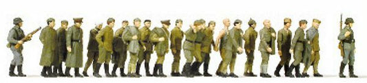 Preiser 16577 HO Scale Unpainted Figure Set -- 2 Guards With Russian Prisoners