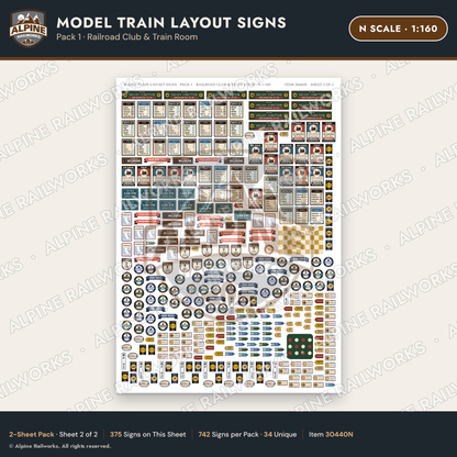 Alpine Railworks 30440N N Scale Model Train Layout Signs